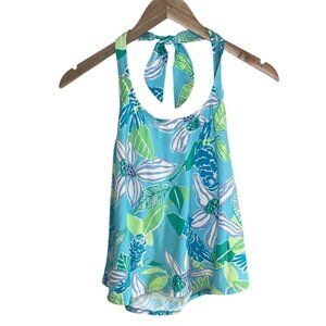 LILLY PULITZER Vintage Tropical Parrot Print Halter Swim Tankini Tank Top Size M